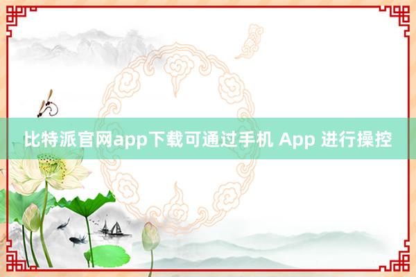 比特派官网app下载可通过手机 App 进行操控